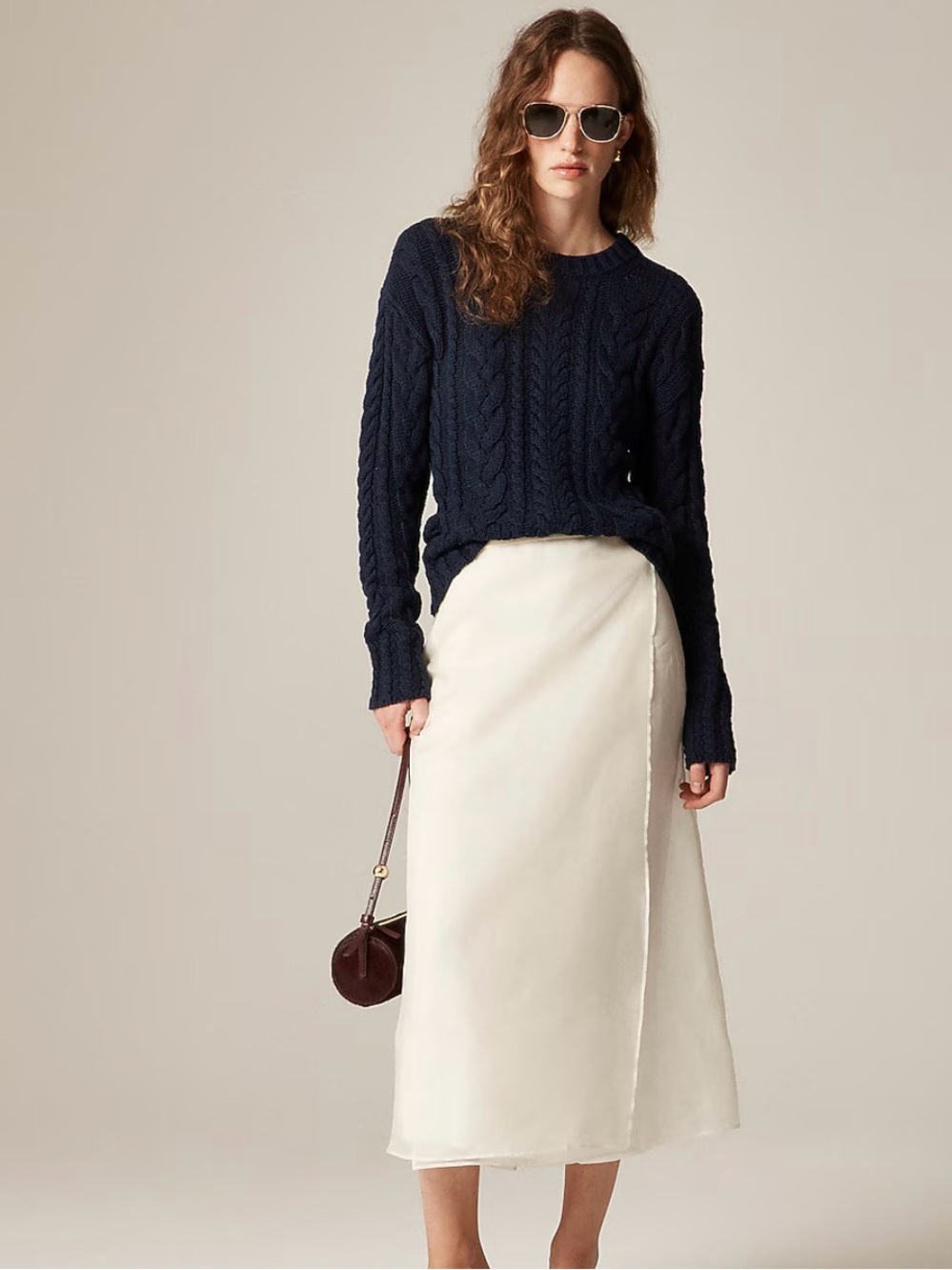 NWT J. Crew Women’s Navy Blue Cotton Cable-Knit Crewneck Sweater Medium Preppy - Picture 6 of 6